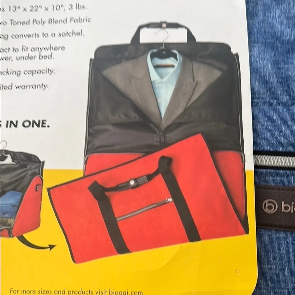 New Blue Garment Bag + Satchel by Biaggi. Garment bag + satchel.
